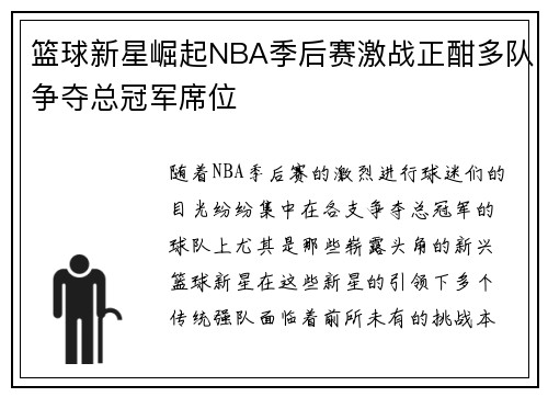篮球新星崛起NBA季后赛激战正酣多队争夺总冠军席位
